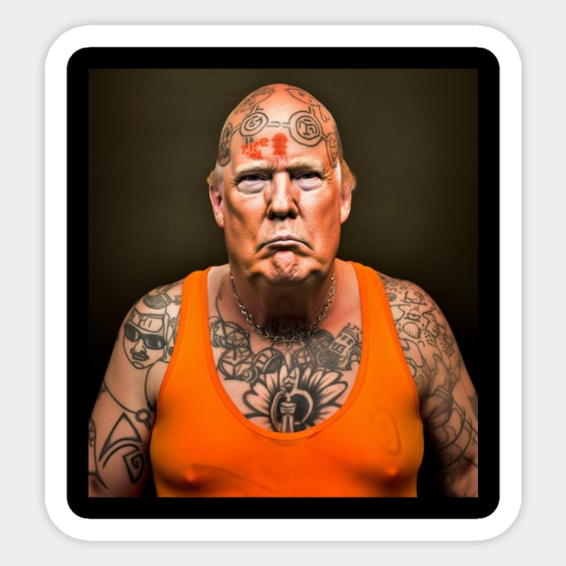 Prison Gangsta Trump Sticker by TeeTrendz
